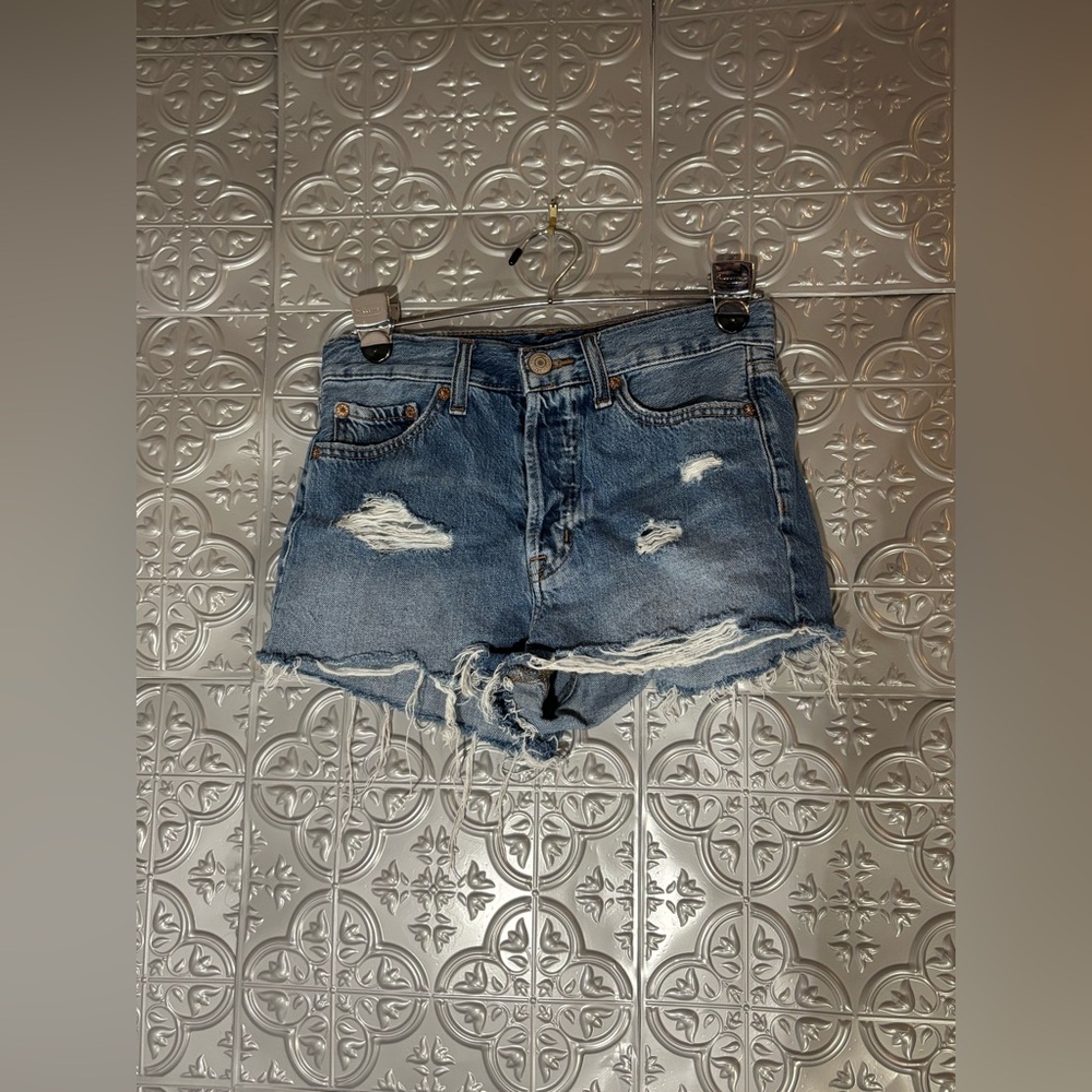 Aeropostale Shorts micro mini Sz 00 Short Blue Denim Button Fly Resortwear Beach